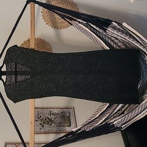 Elegant Black Open Wax Knit Dress
